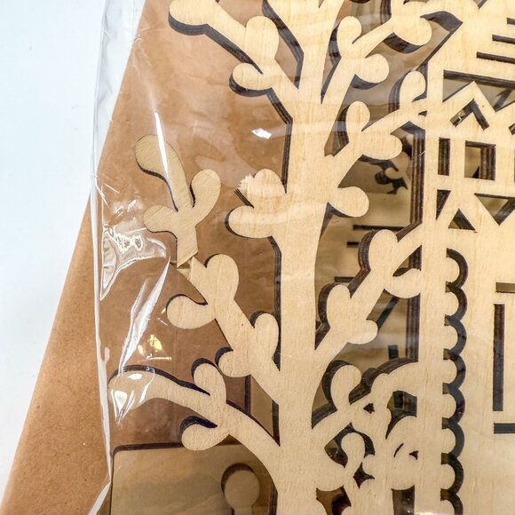 Crate and Barrel Christmas Wood Village 3 Pieces Laser Cut Stand up NIB Read - Picture 6 of 6